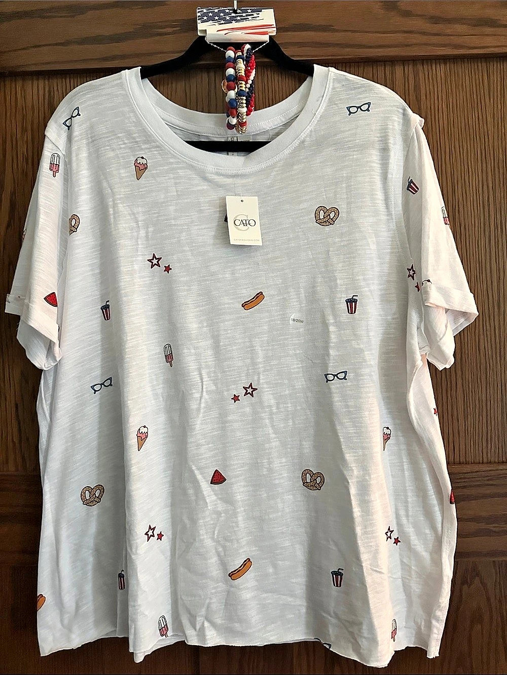 Cato White Printed Short Sleeve Tee